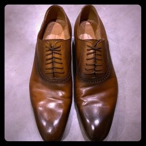 Gucci Dress Shoes Oxfords Lace Up Cognac Sz 9.5 US